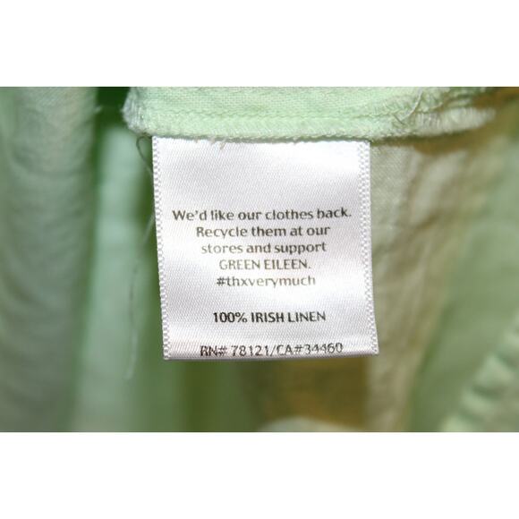 Eileen Fisher 100% Irish Linen Button Front Shirt Green Large Top Coastal Beachy - Picture 6 of 16